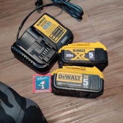 Two DeWalt 5ah Battery W/ Charger 