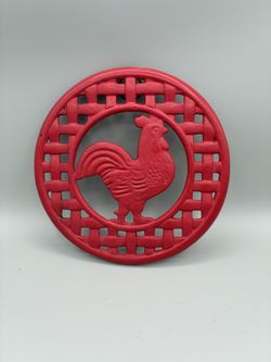 Red Cast Iron Rooster Trivet