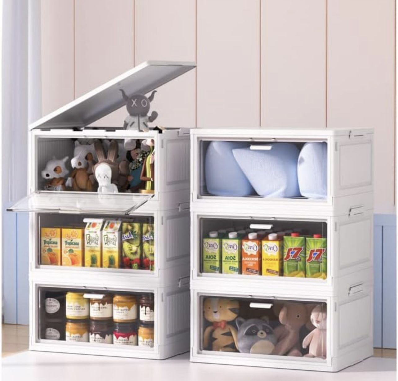 26Qt Organization and Storage Stackable Bins With Lids Collapsible Plastic Closet Organizers Large Storage Box Containers Without Wheels One Cover