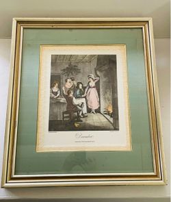 BARTOLOZZI William Hamilton Framed Hand Colored Print "December"- Size 21 x 24"