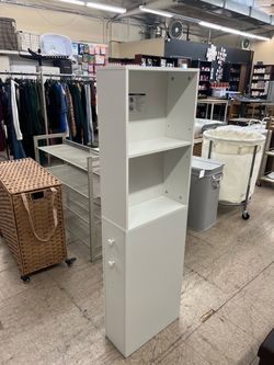 VASAGLE Tall Bathroom Slim Bathroom Storage Freestanding Narrow Cabinet - White