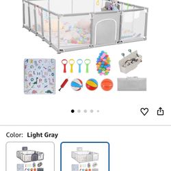 Baby playpen, 79"x71"Baby Playpen with Mat Indoor＆Outdoor Playpen for Babies and Toddlers with Breathable Play Pen with Ocean Balls Hanging Pocket Bas