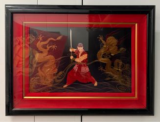 A Large Gary Hostallero Limited Edition Of Samurai Worrier Lithograph Print Hand-Signed & Numbered