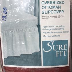 Red Suede Ottoman Slipcover