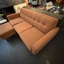 Three seater couch with storage ottoman