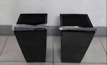 *** NEW LOW PRICE *** PAIR of 16" Square Black/White Resin Planters with Irrigation ($40 EACH PAIR) @ Lasting  Creations