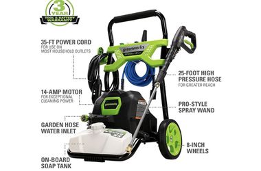 Greenworks 2000 PSI 1.2 GPM Electric Pressure Washer 25Ft Hose 35Ft Cord
