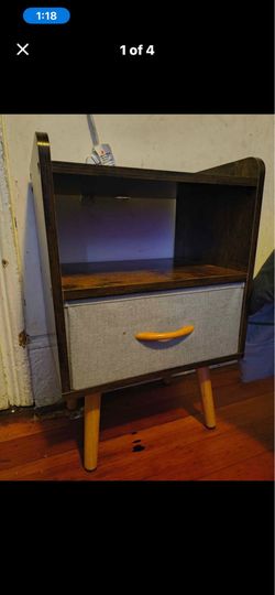 Rustic Modern Nightstand with Fabric Drawer