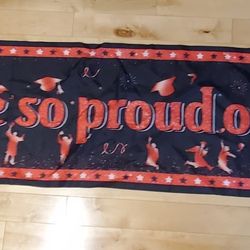 NEW Red & Black Durable Oxford Cloth Graduation Banner with Grommets (79" x 20")