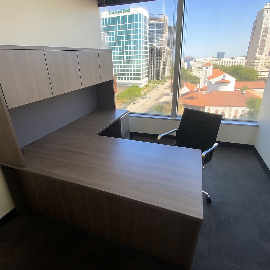 $800 OBO Modern L-Shaped Executive Office Desk with Storage & Chair