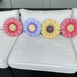 Concrete Garden Flowers. Hang On Fence Or House.