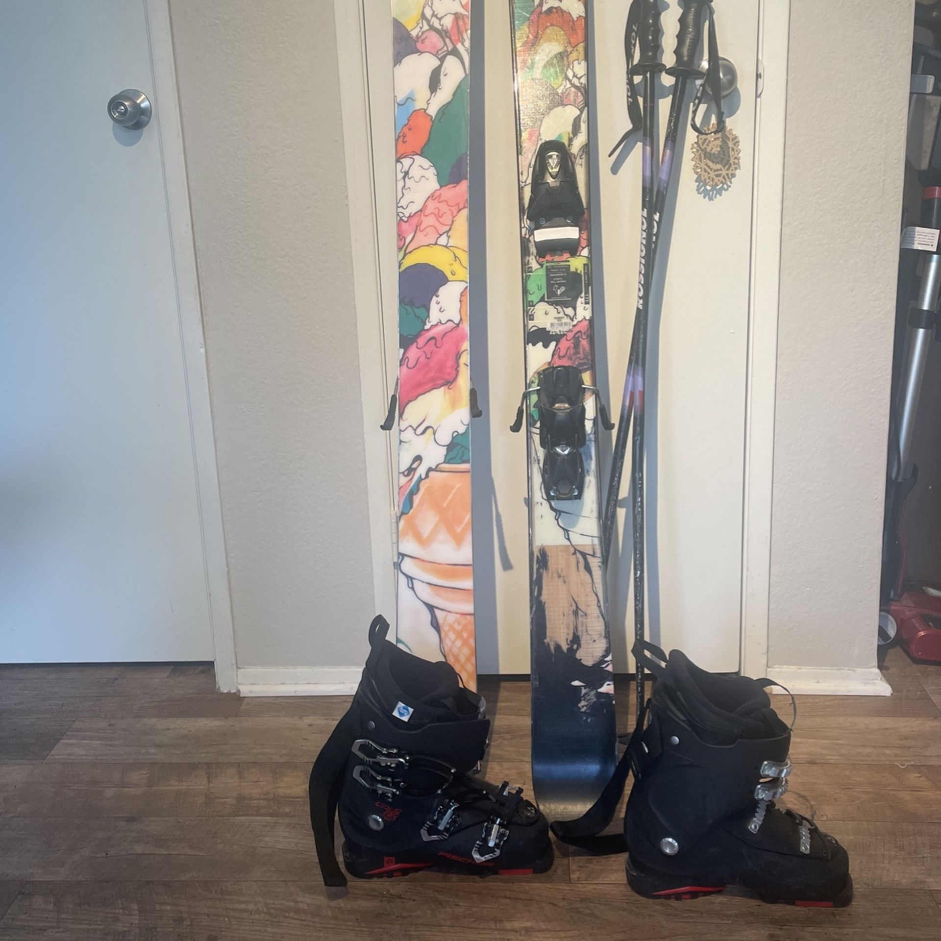 Beginner Skis, Boots, Bindings, and Polls