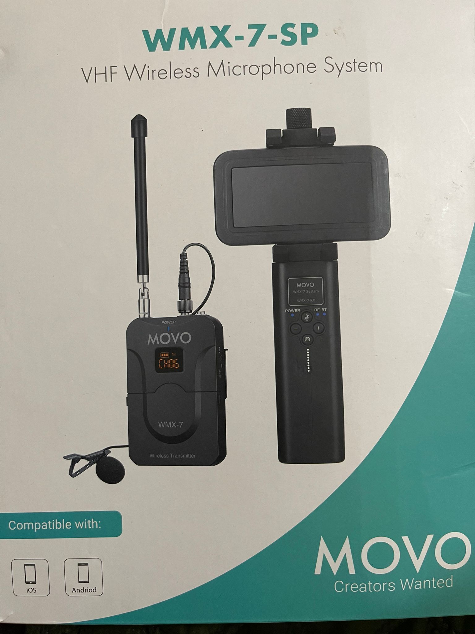 Movo WMX-7-SP VHF Wireless Lavalier Microphone System for Smartphones - Wireless Lav Mic for iPhone and Android - 16 Channel Handheld Receiver - Micro