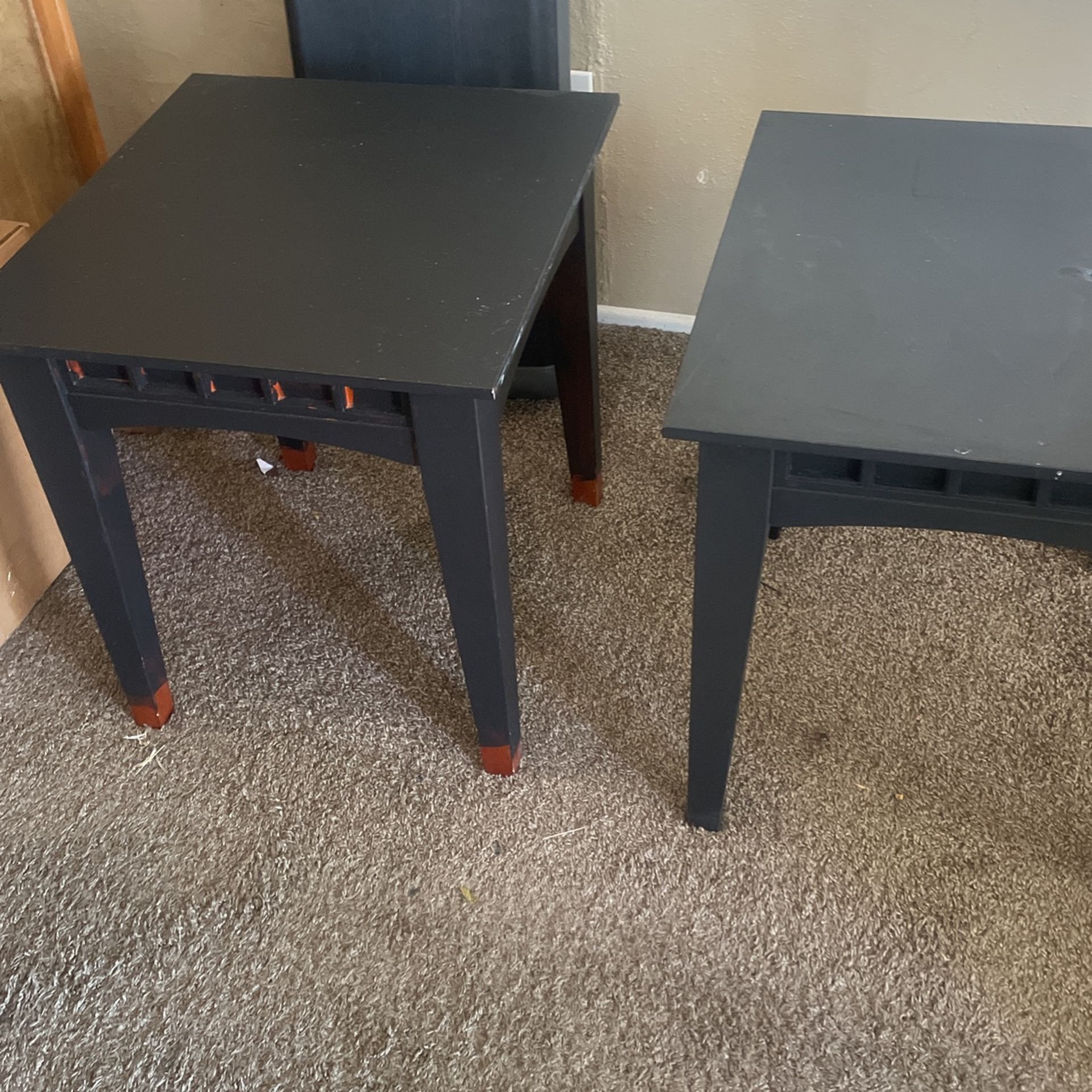 2 Painted Black End Tables $10 For Both