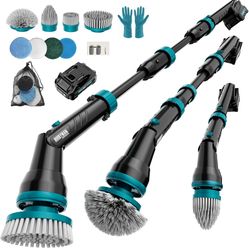 Alloyman 1200RPM Electric Spin Scrubber, 20V Replaceable Battery, Shower Cordless Cleaning Brush, Power Scrubber for Cleaning with 8 Brushes for Batht