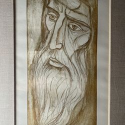 Irving Amen Artist Proof Wood Block Etching - “Elder” - Signed - Frame 20x30”