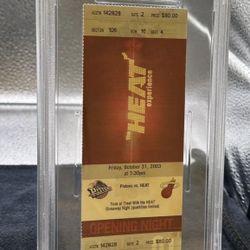 Miami Heat v Pistons Oct 31 2003 Full Ticket Stub Dwyane Wade Home Debut PSA 3
