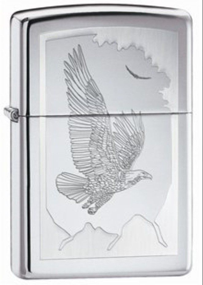 Genuine ZIPPO Lighter Birds of Prey Etched-High Gloss 21069
