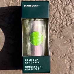 Brand new 2025 Starbucks Green & Purple Pleated Cold Cup Keychain