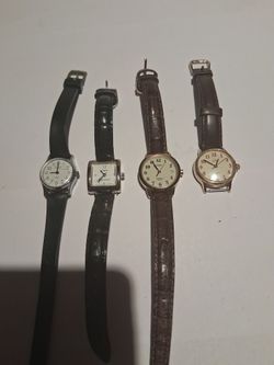 Timex Watches LOT of 4 Rare Group Check Pics Vintage Plastic ?Leather  Bands