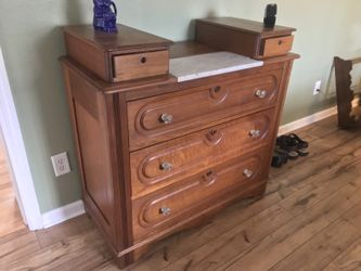 Walnut Antique Dresser w/Marble Insert