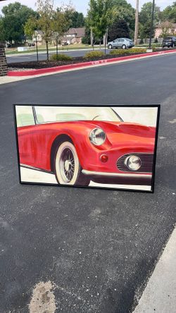 Large Framed Automotive Artwork – Red Sports Car