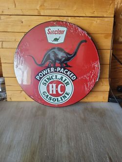 Sinclair H-C Gasoline Round Metal Sign 14"