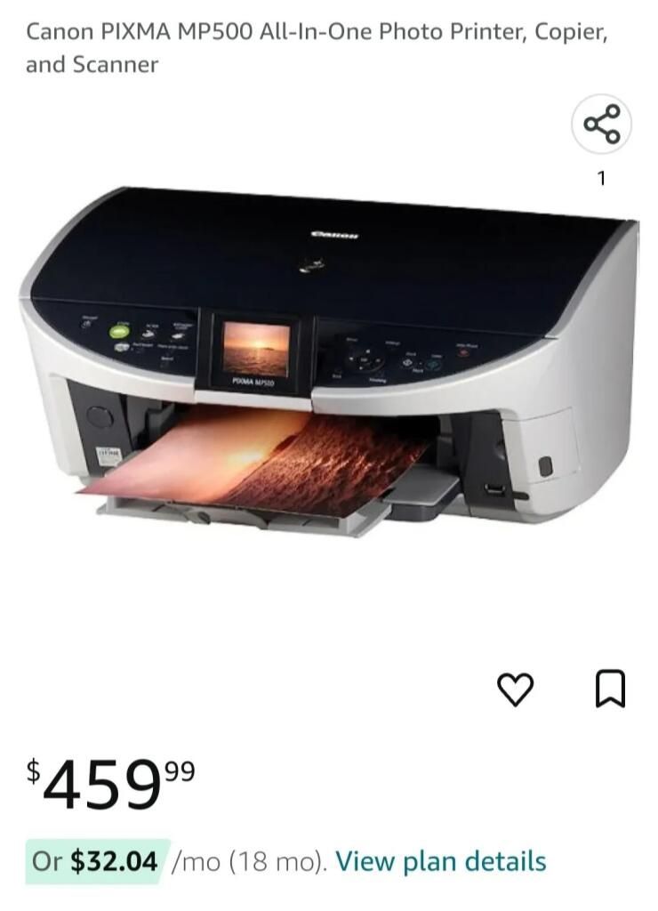 NEW Canon PIXMA MP500 All-In-One Photo Printer, Copier Scanner