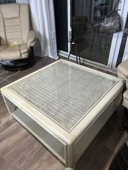 Large Square Coffee Table Glass Top Removable 