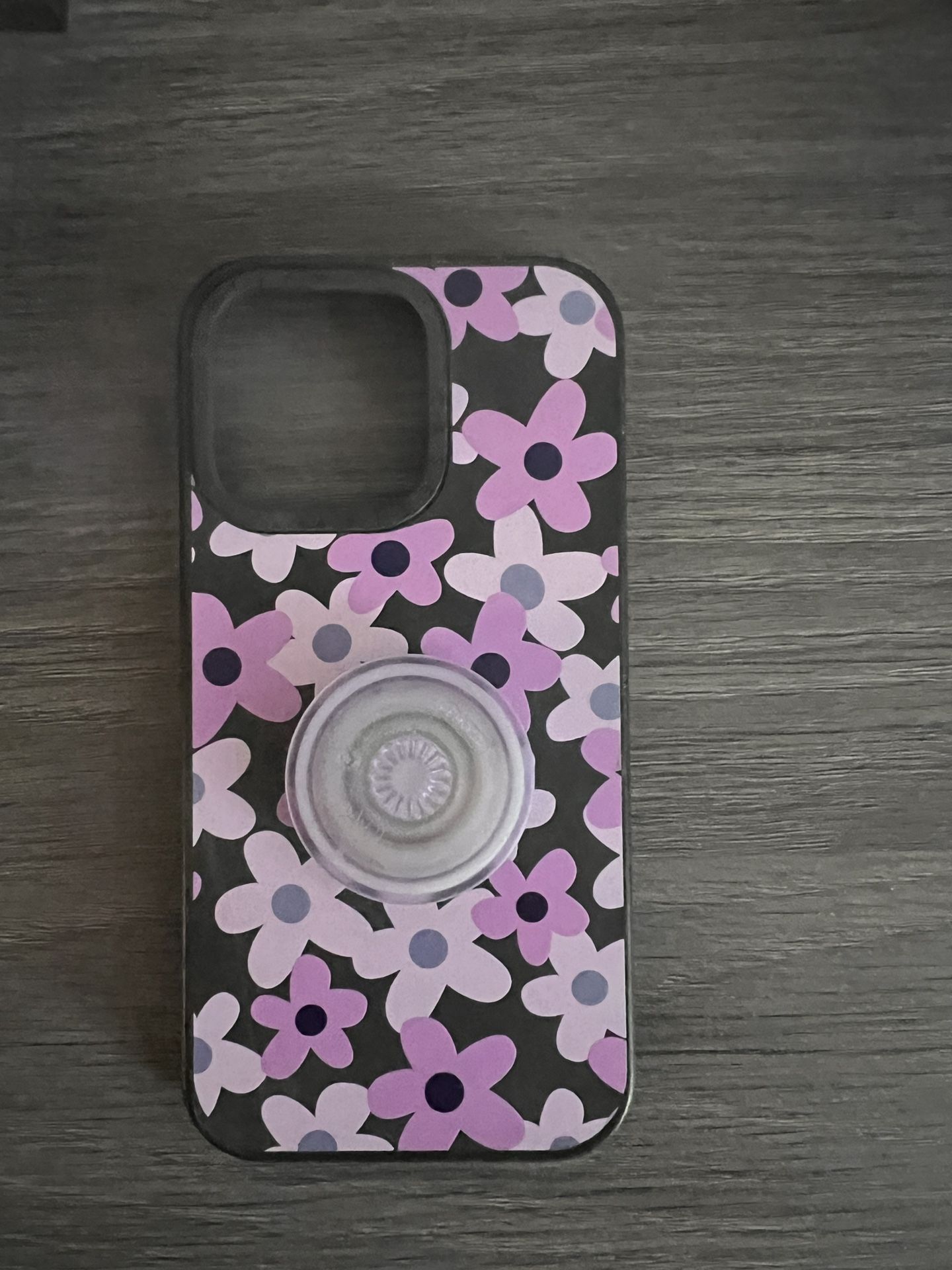 iPhone 13 Pro Impact Case - Casetify Sixties Retro Violet Floral (Matte Black)