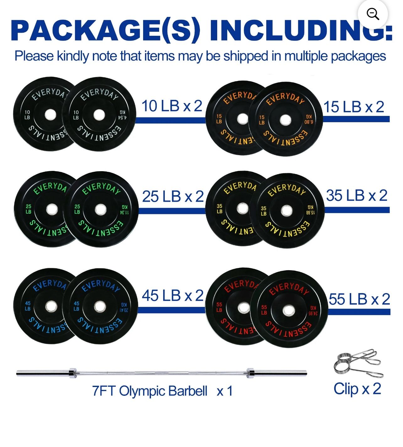 370lb Olympic barbell set