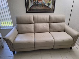 Powered Leather Sofa and Chair - Stone