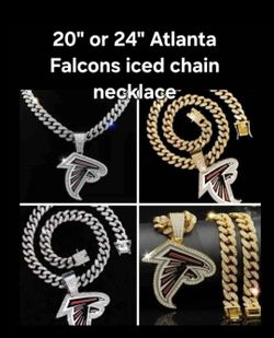 Atlanta Falcons 20 or 24" iced chain necklace MANY MORE TEAMS sold separately SHIPPING AVAILABLE