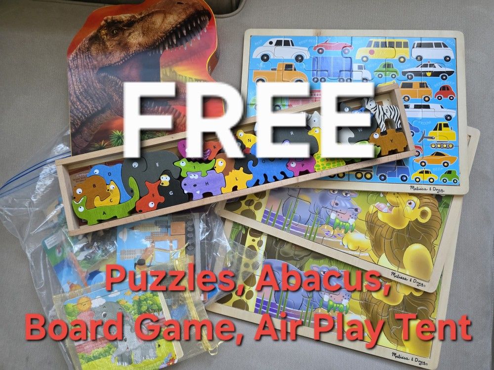 FREE - Children's Puzzles, Abacus, Board Game & Air Tent