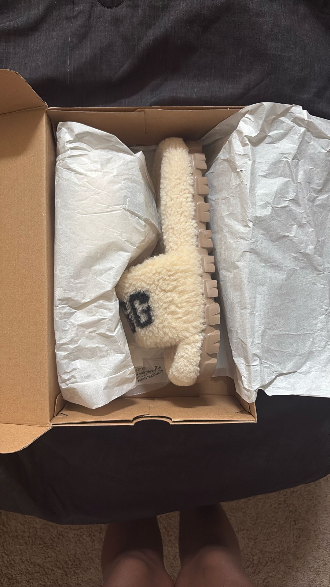 white ugg slides