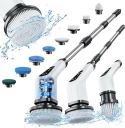 Electric Spin Scrubber, Cordless Cleaning Brush with 8 Replaceable Brush Heads