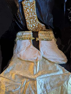Designer Gold Christmas Stockings And Tree Skirt Set
