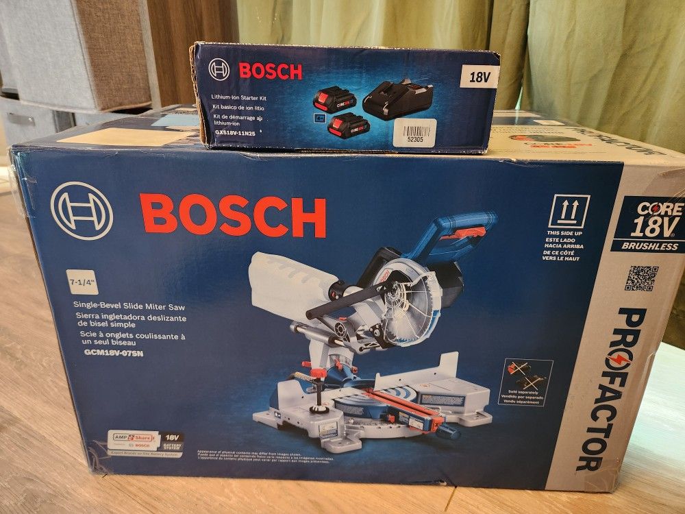 Bosch 7 1/4 Miter Saw With 2 Batteries And 1 Charger