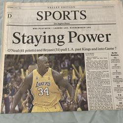 Lakers Shaquille O’Neal newspaper 2002