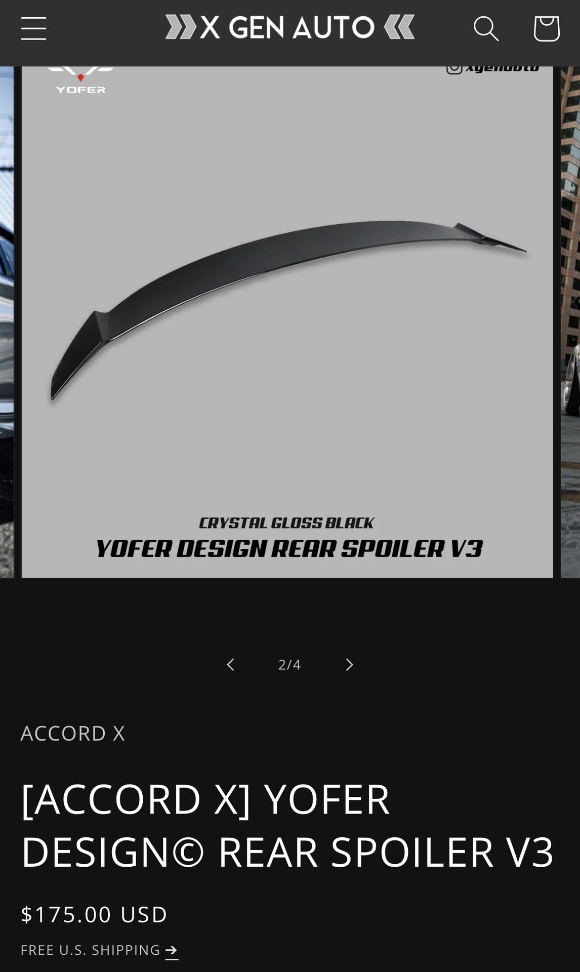 Honda Accord YOFER DESIGN REAR SPOILER V3 (XGEN ONLY)