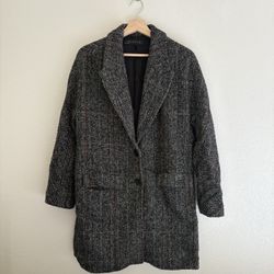 Zara Women's Black Herringbone Coat