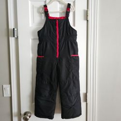 Carter's Kids Girls Boys Size L/7 Black Snow Bibs Insulated Winter Pants Red Trim