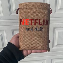 Netflix And Chill Burlap Bags