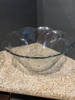 2 Large punch Clear Glass Bowls & Cups