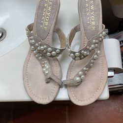 Bejeweled Summer Sandal - Faux Pearls and Rhinestones 