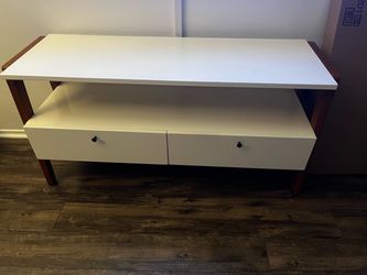 West Elm White and Wood Media Console
