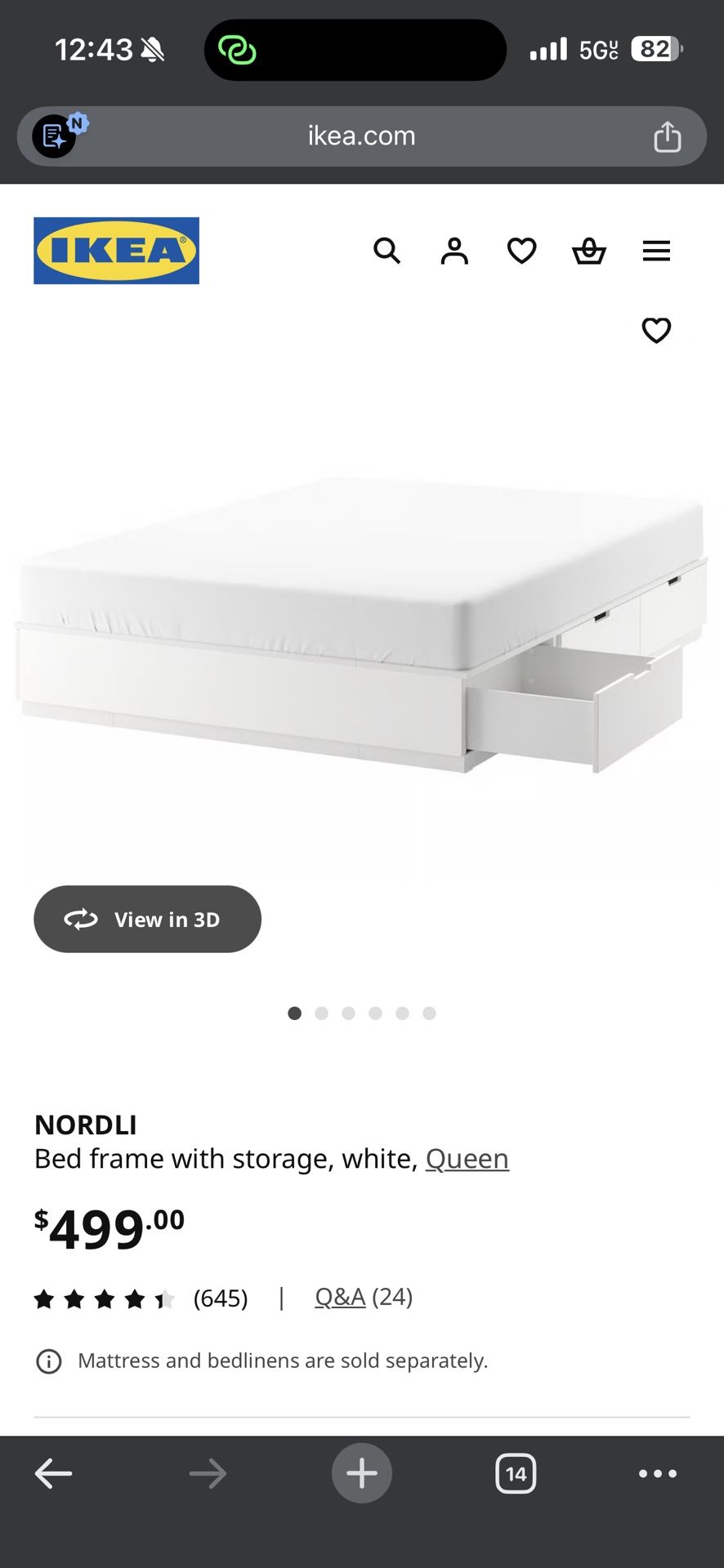 Free Delivery! IKEA NORDLI Queen Bed Frame