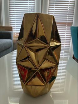 Gold Geometric Ceramic Vase