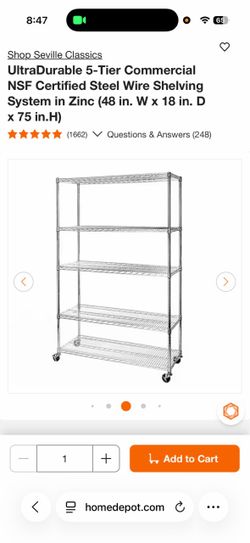UltraDurable 5-Tier Commercial NSF Certified Steel Wire Shelving System in Zinc (48 in. W x 18 in. D