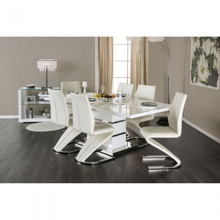 Brand New White Modern Style 7pc Formal Dining Table Set